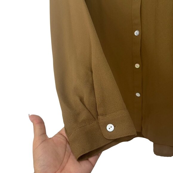 J. Jill Womens Button-Down Long Sleeve Tunic Top Size Medium Brown Relaxed Fit - Picture 9 of 13